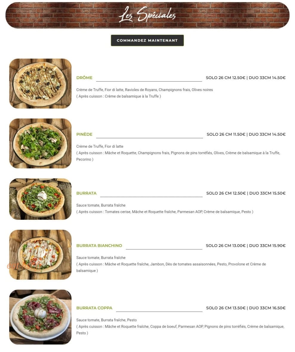 Fuoco pizzas — carte page 2