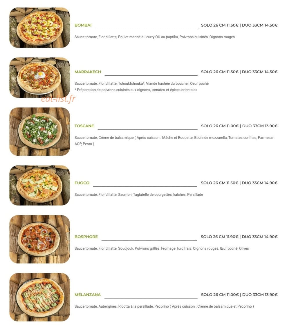 Fuoco pizzas — carte page 4