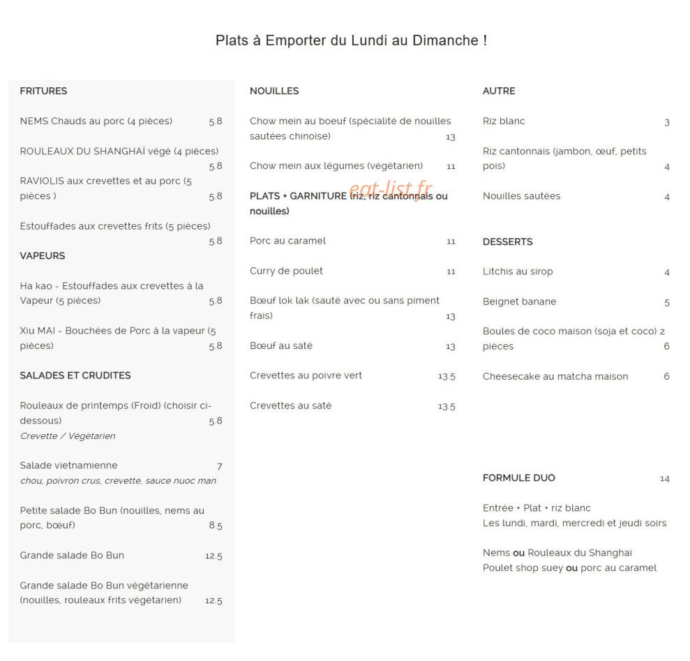 Le Shanghai — carte page 1