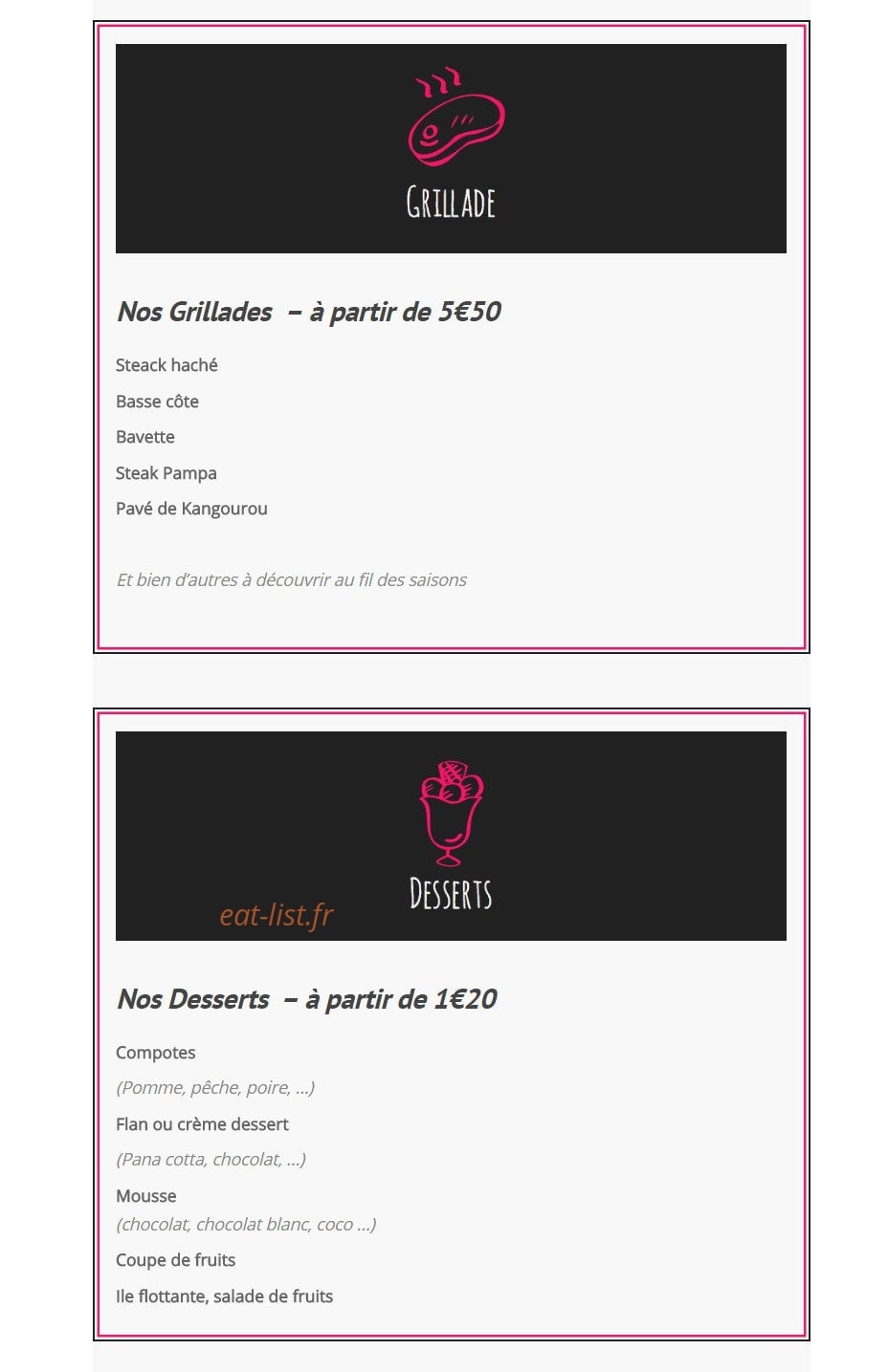 Midinette — carte page 2