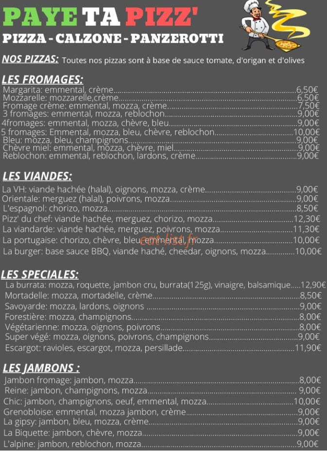 Paye Ta Pizz’ — carte page 2