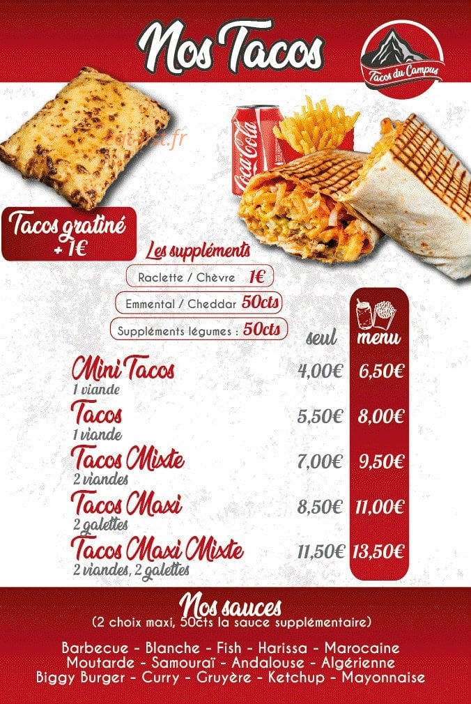 Tacos Du Campus — carte page 3