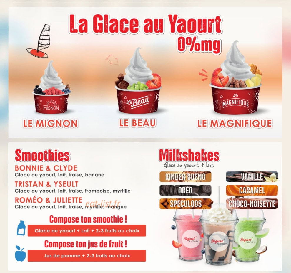 Yogurt Factory — carte page 1
