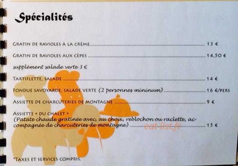 Le Chalet — carte page 4