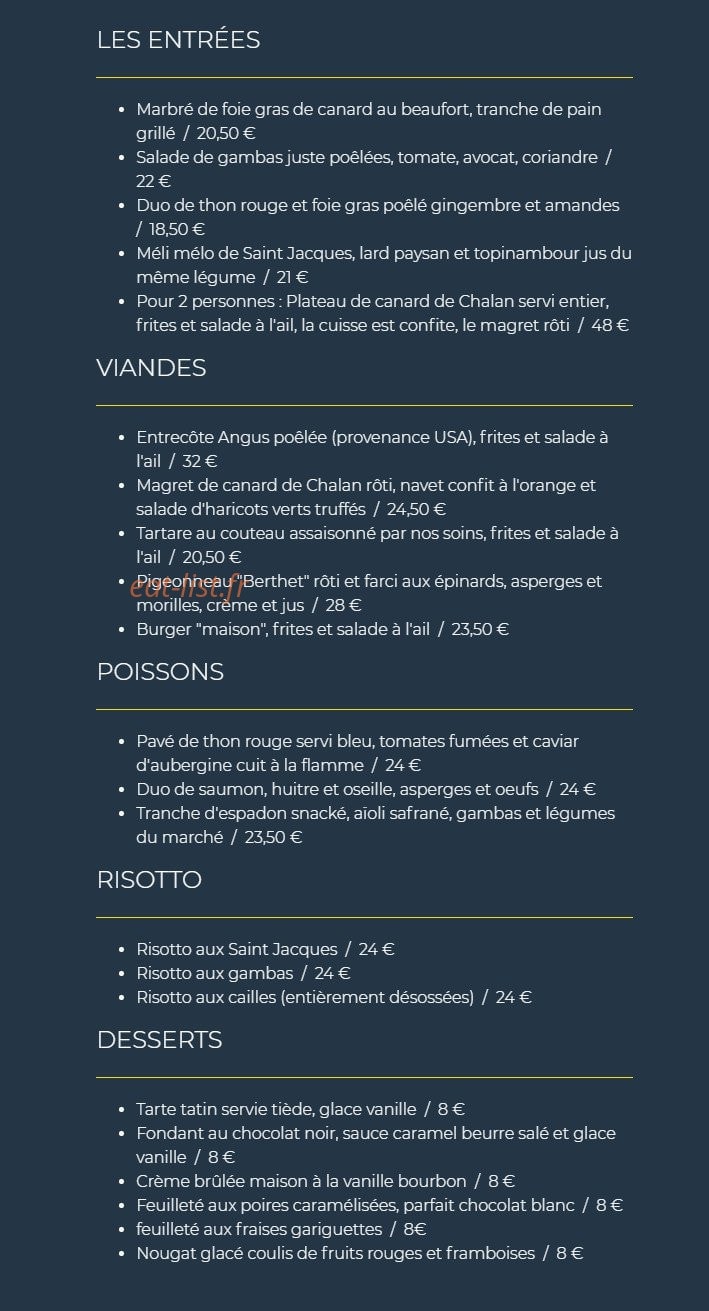 Bistro Lauris — carte page 1
