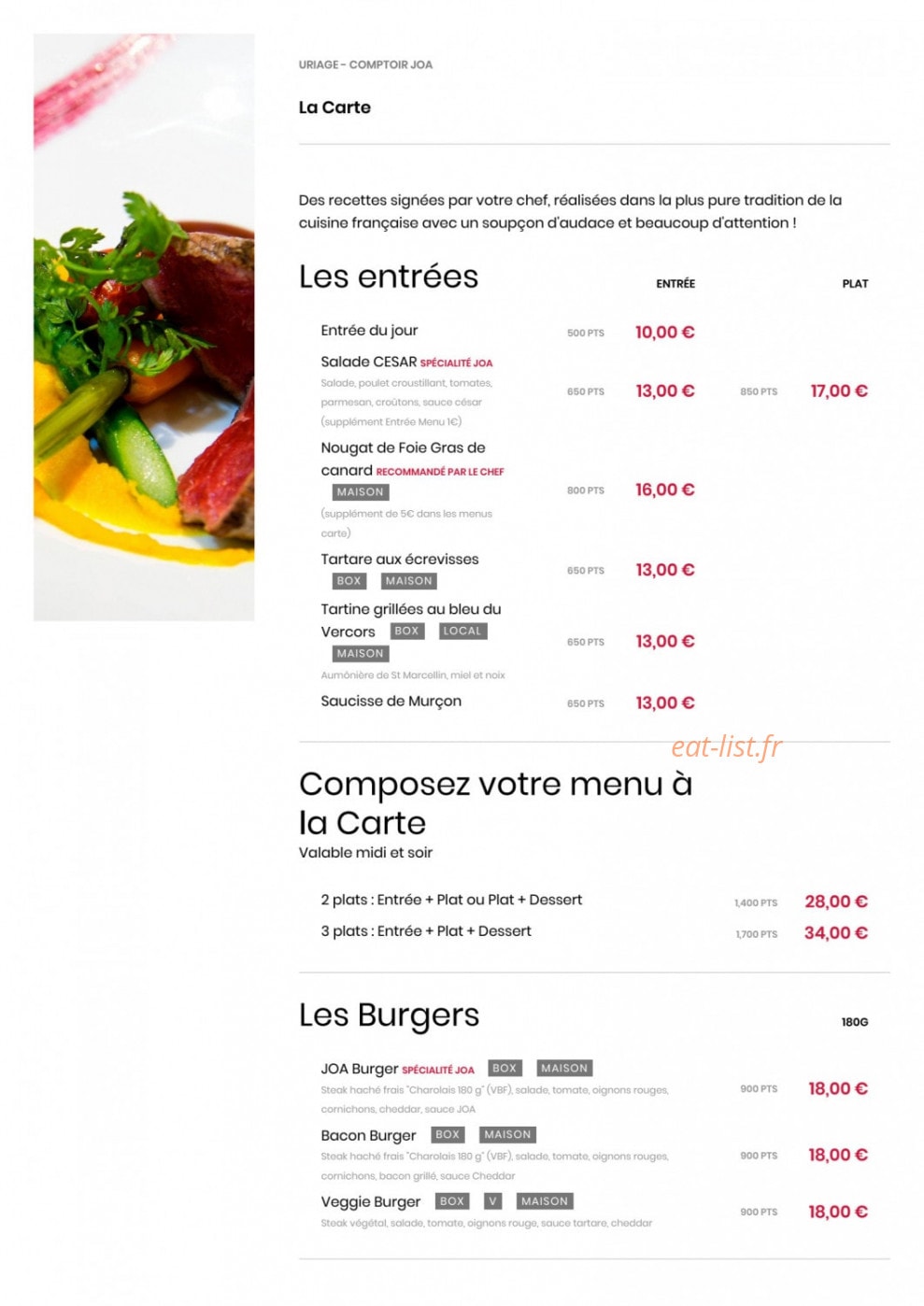 Comptoir JOA — carte page 2
