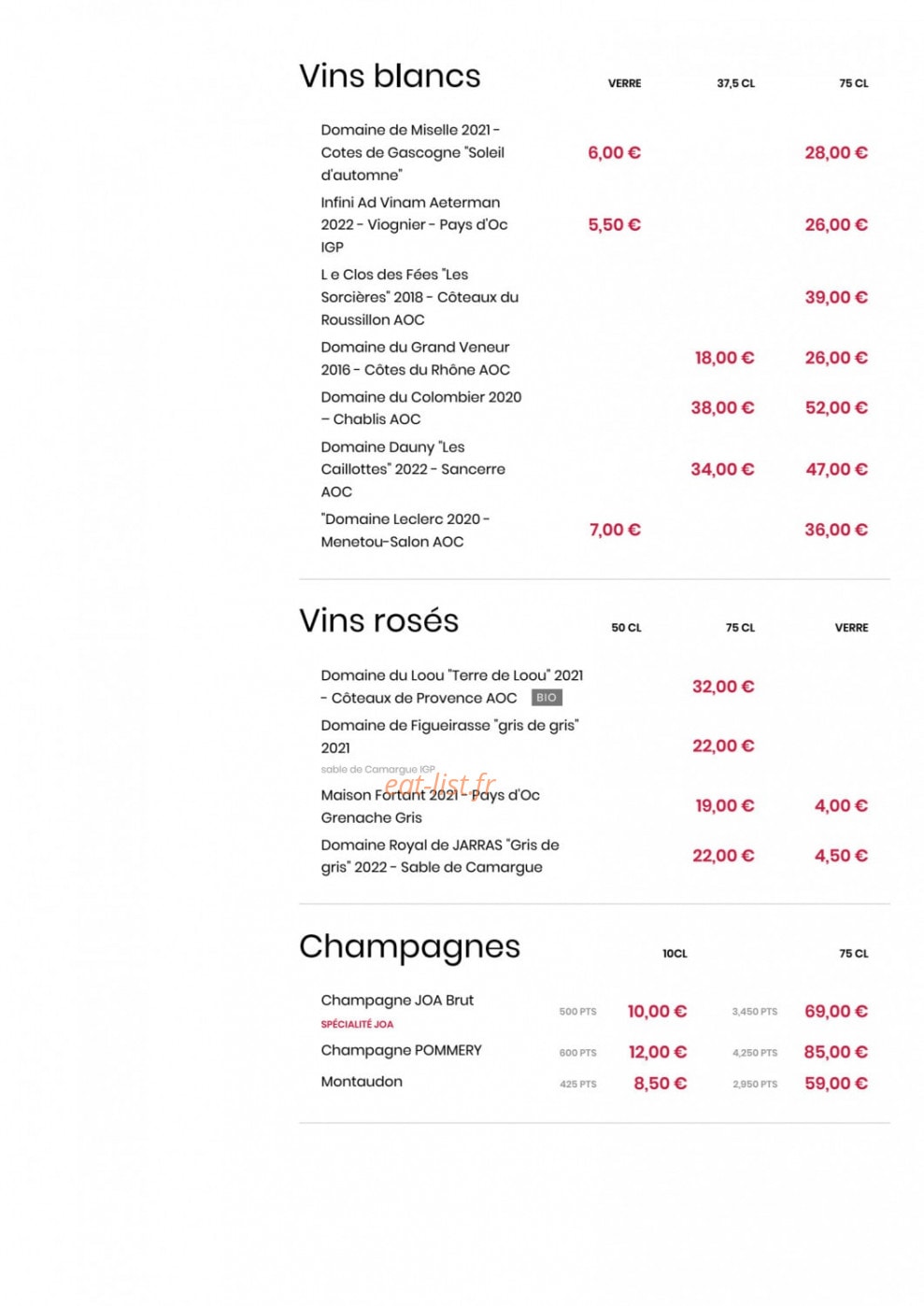 Comptoir JOA — carte page 6