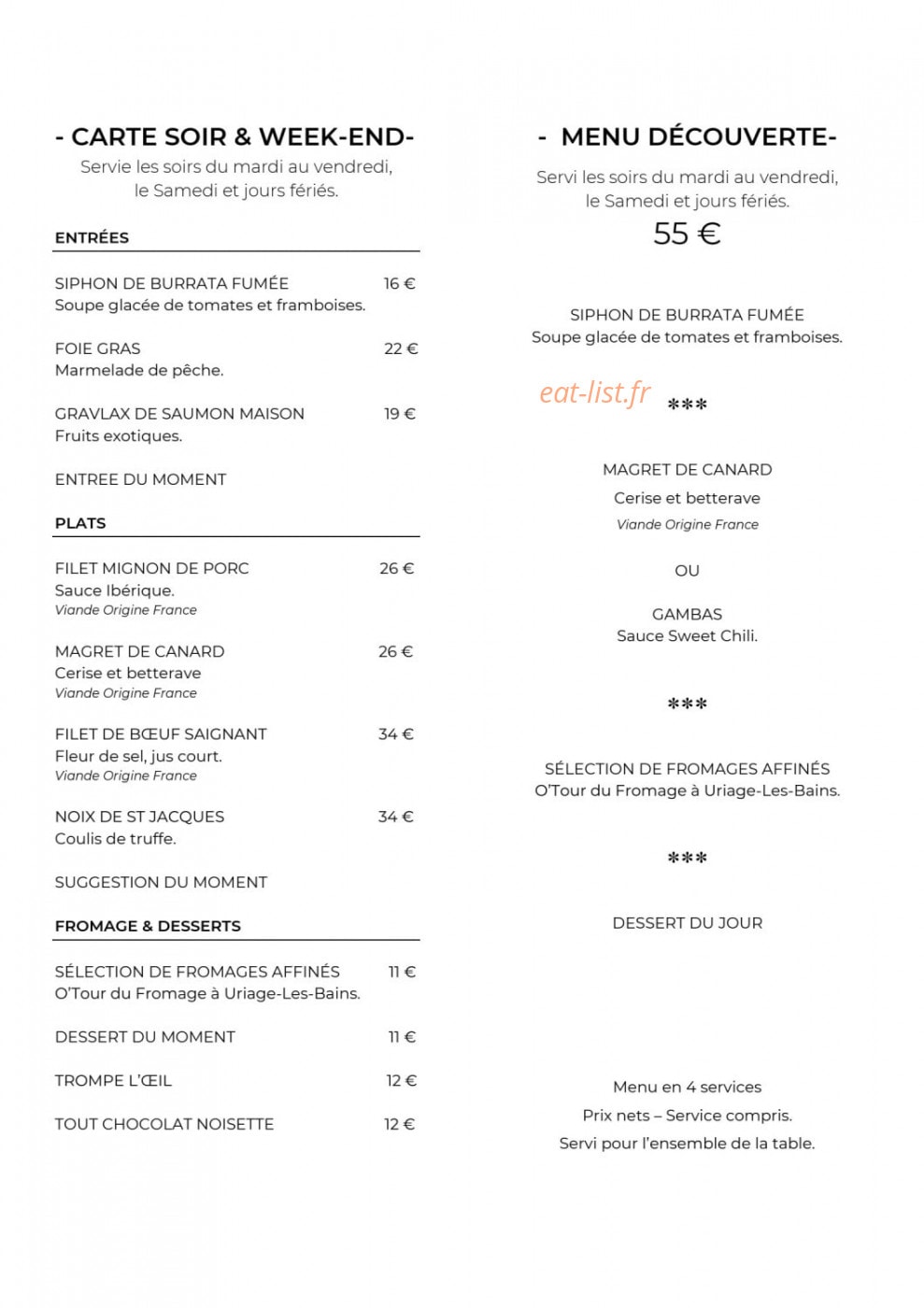 La Table d'Uriage — carte page 2