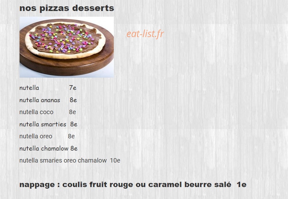 Top Pizza Burger — carte page 8