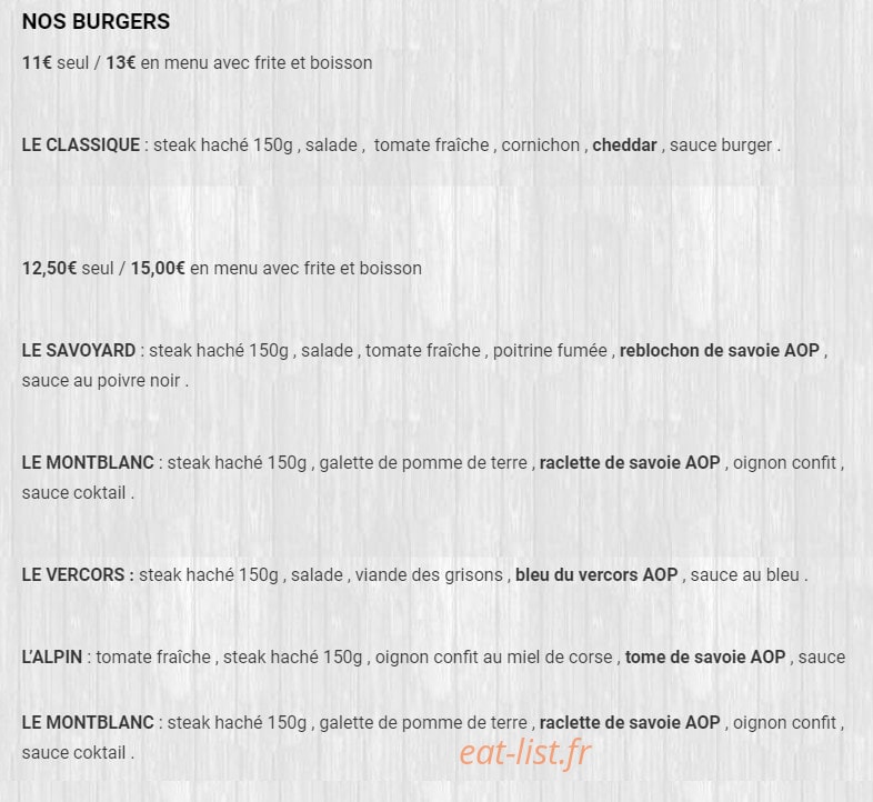 Top Pizza Burger — carte page 11