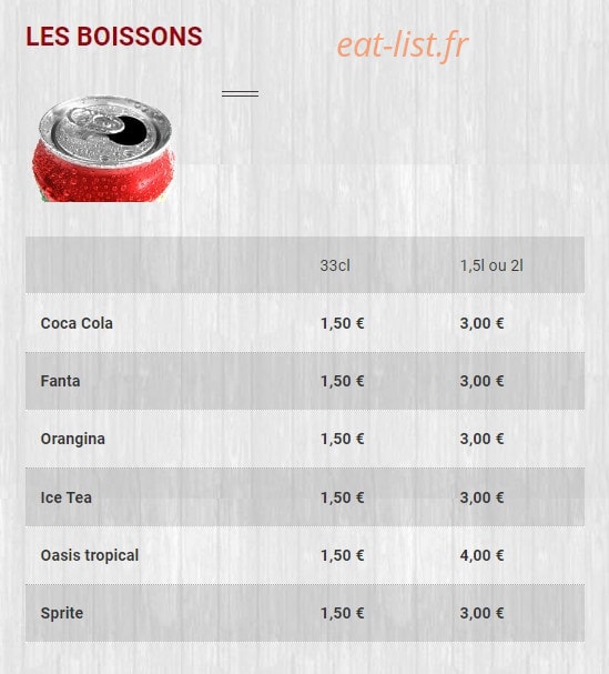 Top Pizza Burger — carte page 14