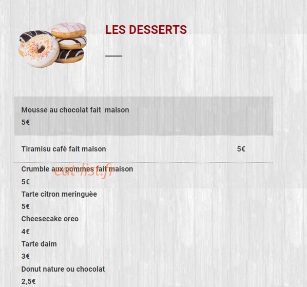Top Pizza Burger — carte page 18