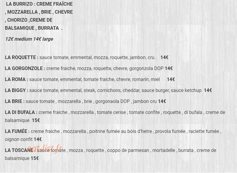 Top Pizza Burger — carte page 12
