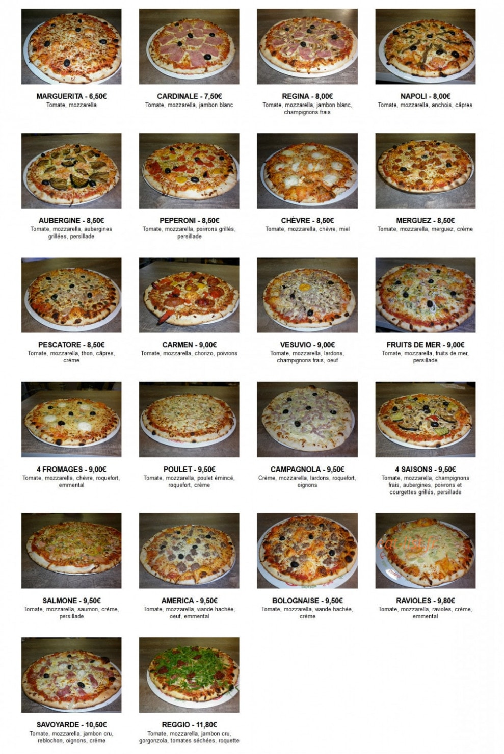 Reggio Pizza — carte page 1
