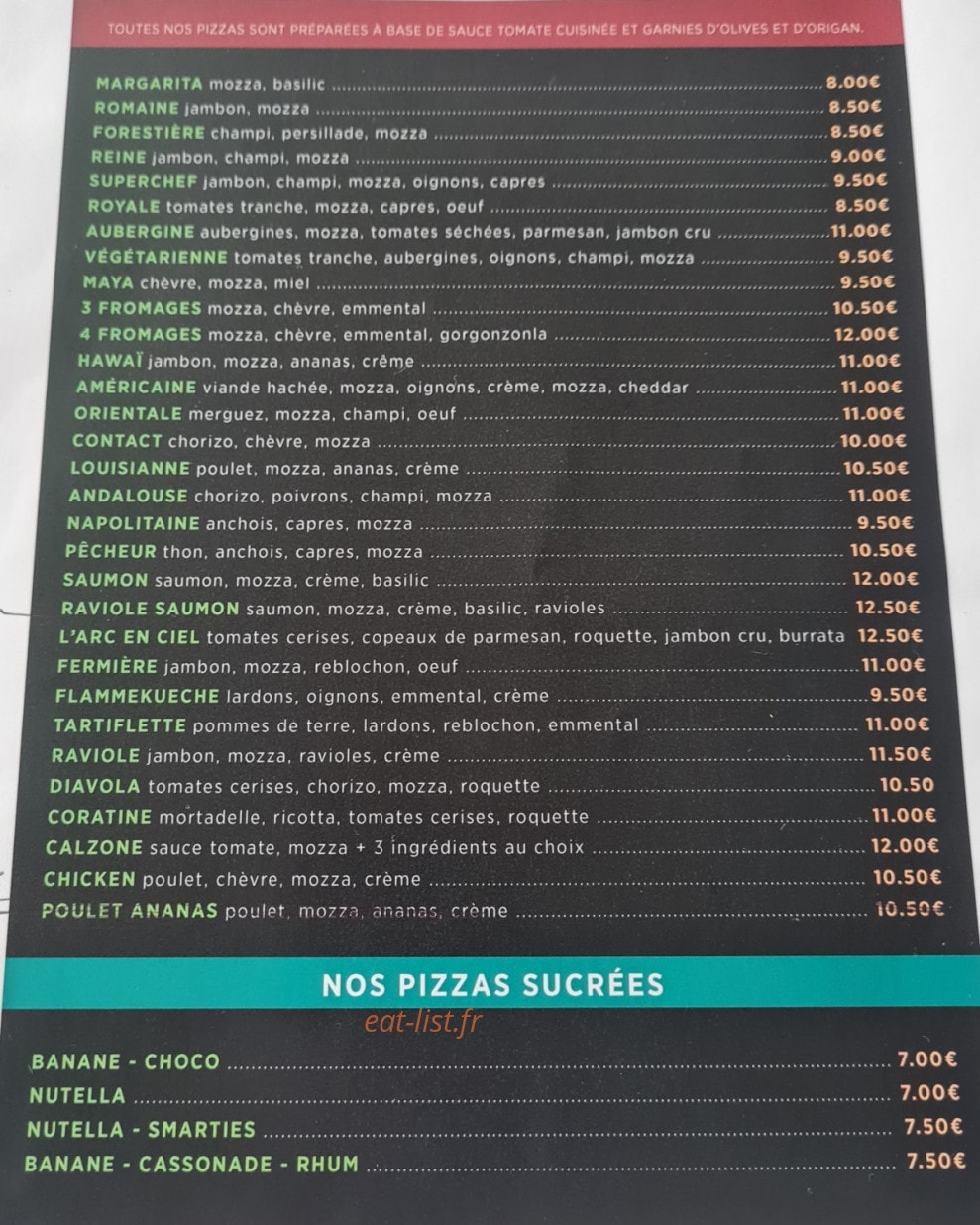 Restaurant l'Arc en Ciel — carte page 2