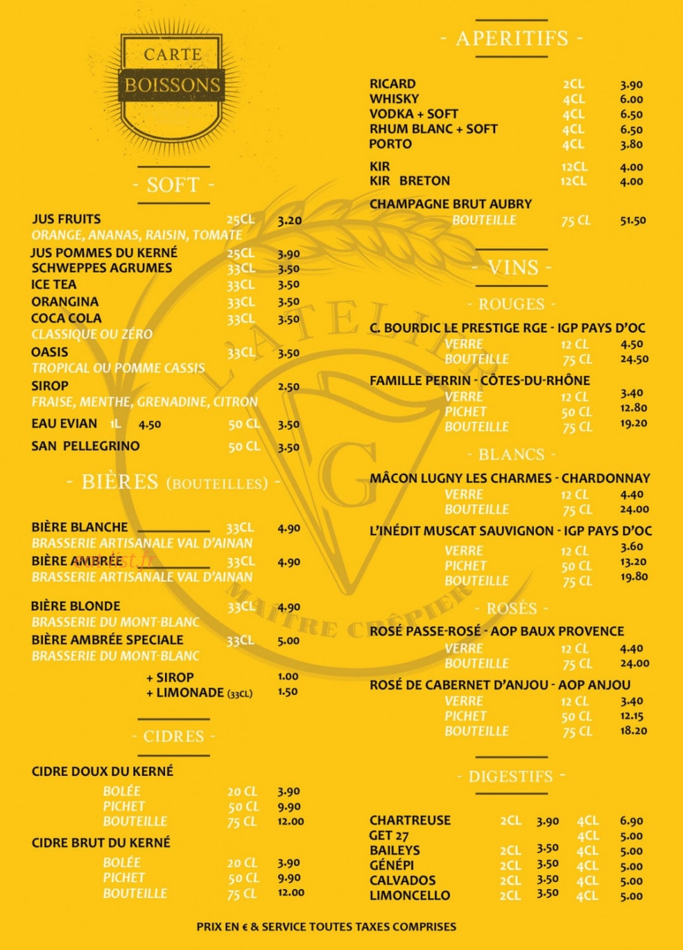 L'Atelier G — carte page 2