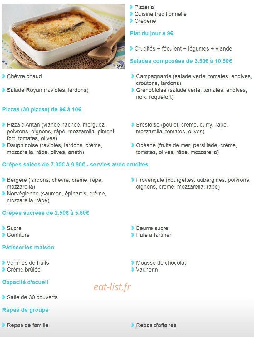 Pizza d'Antan — carte page 1