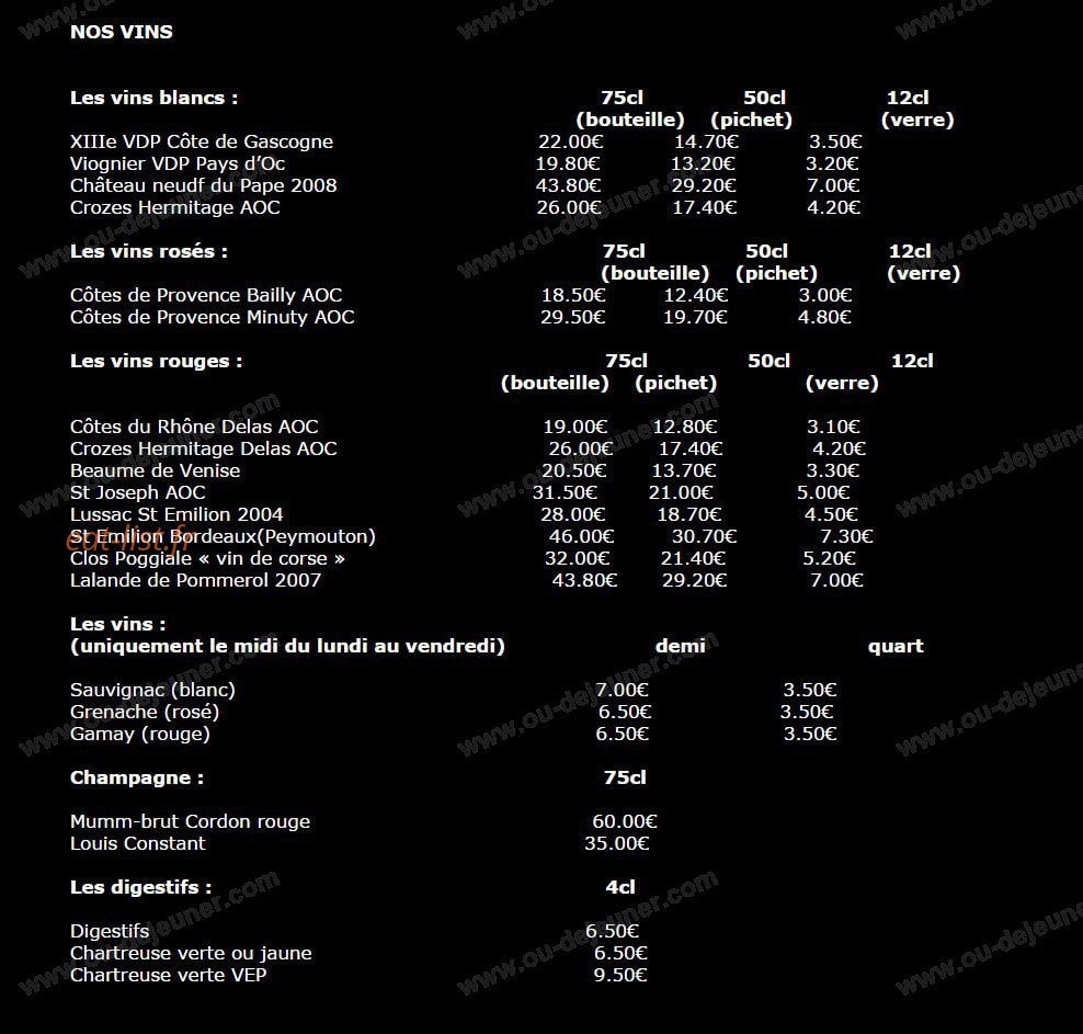 Restaurant Le Clos Romain — carte page 5