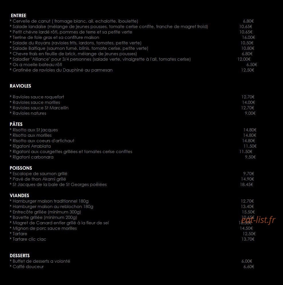Restaurant Le Clos Romain — carte page 2