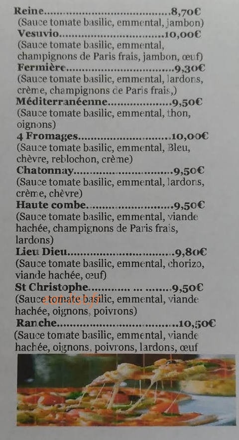 Le Chatonnay Don Vito Pizza — carte page 1