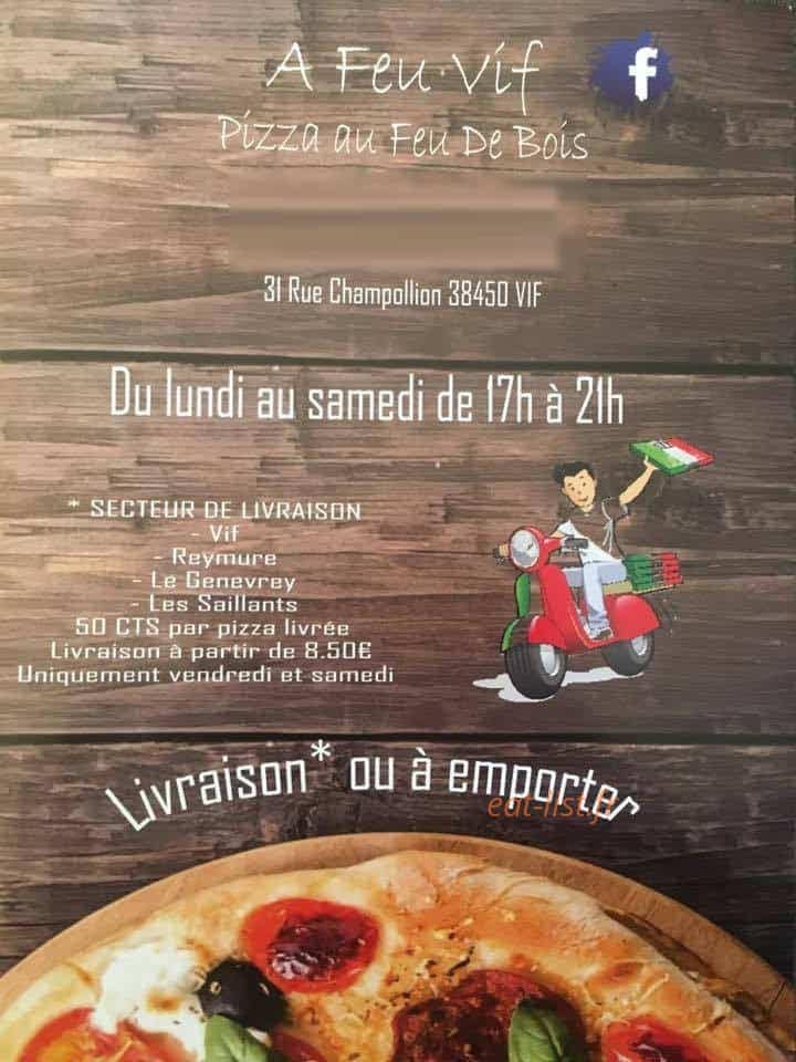 A feu vif pizza — carte page 1
