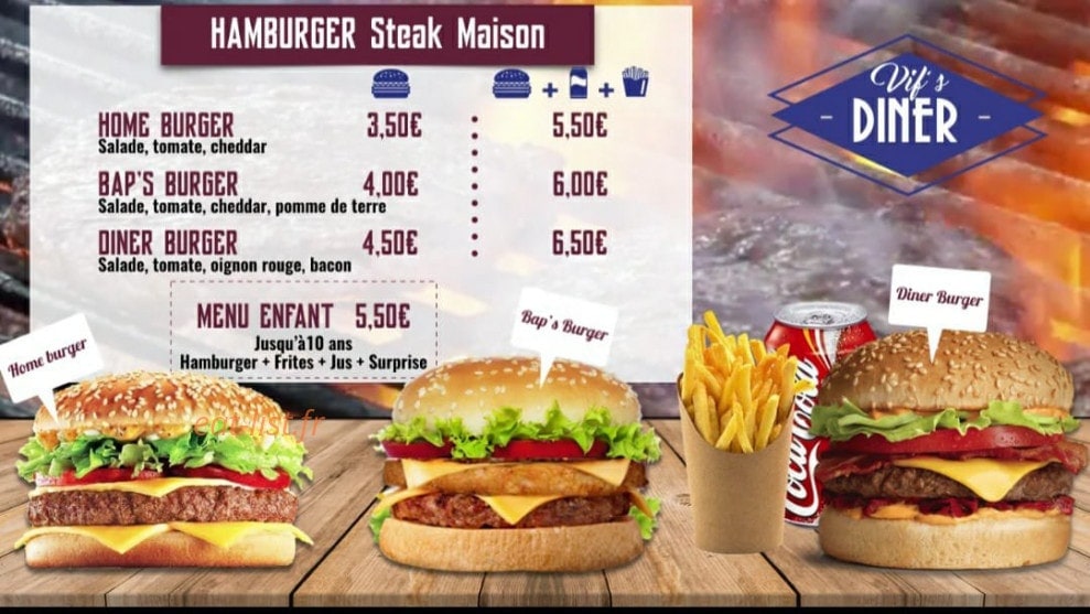 Vif's Diner — carte page 1