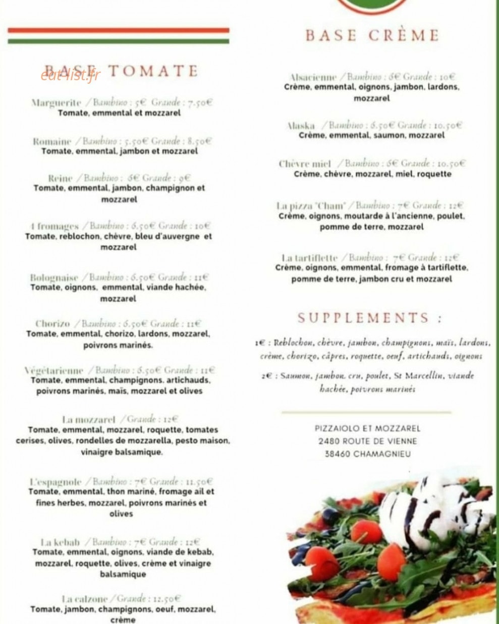 Pizzaïolo et mozzarel — carte page 1