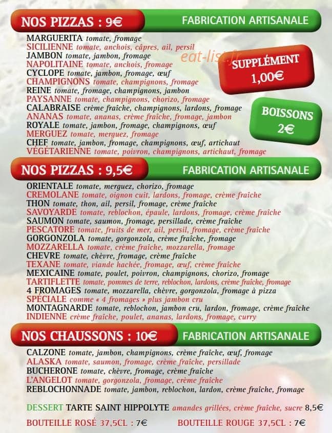 La pizza emp' — carte page 1