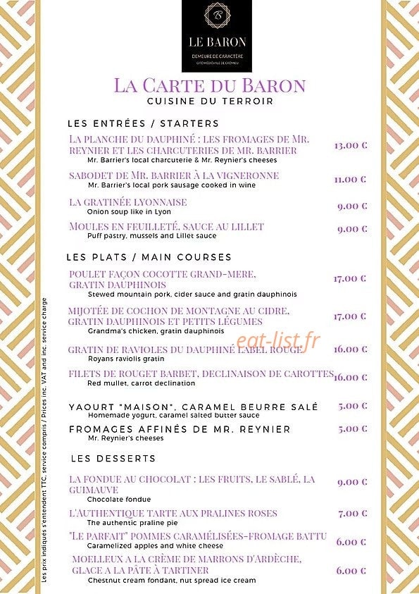 Le Baron — carte page 1