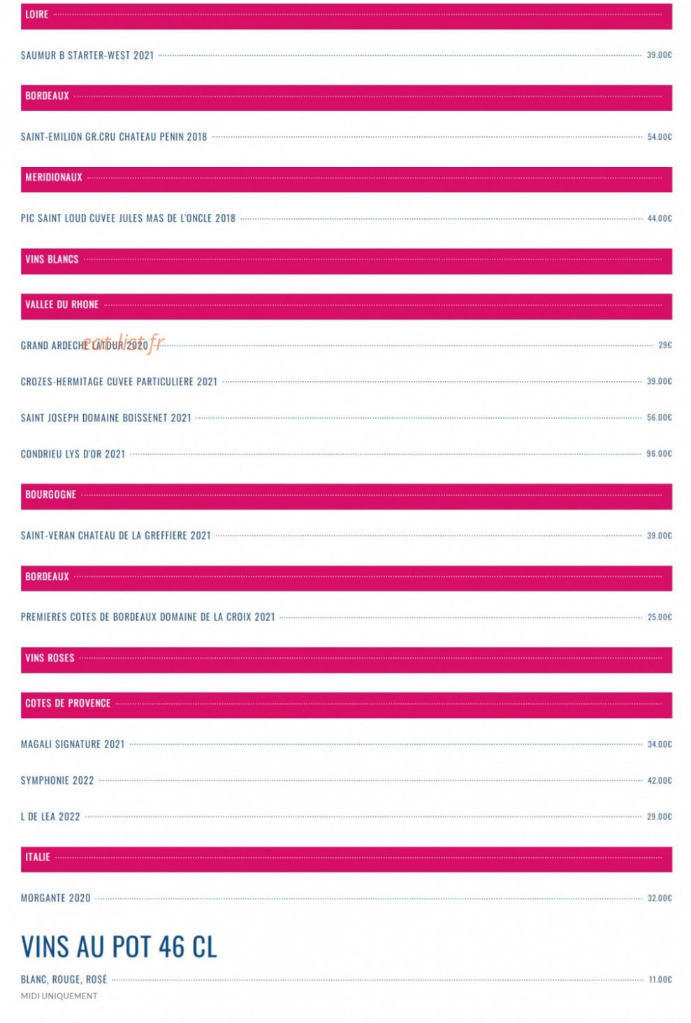 Le Vin de 5 — carte page 3