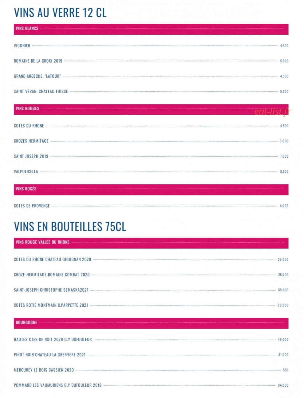 Le Vin de 5 — carte page 2