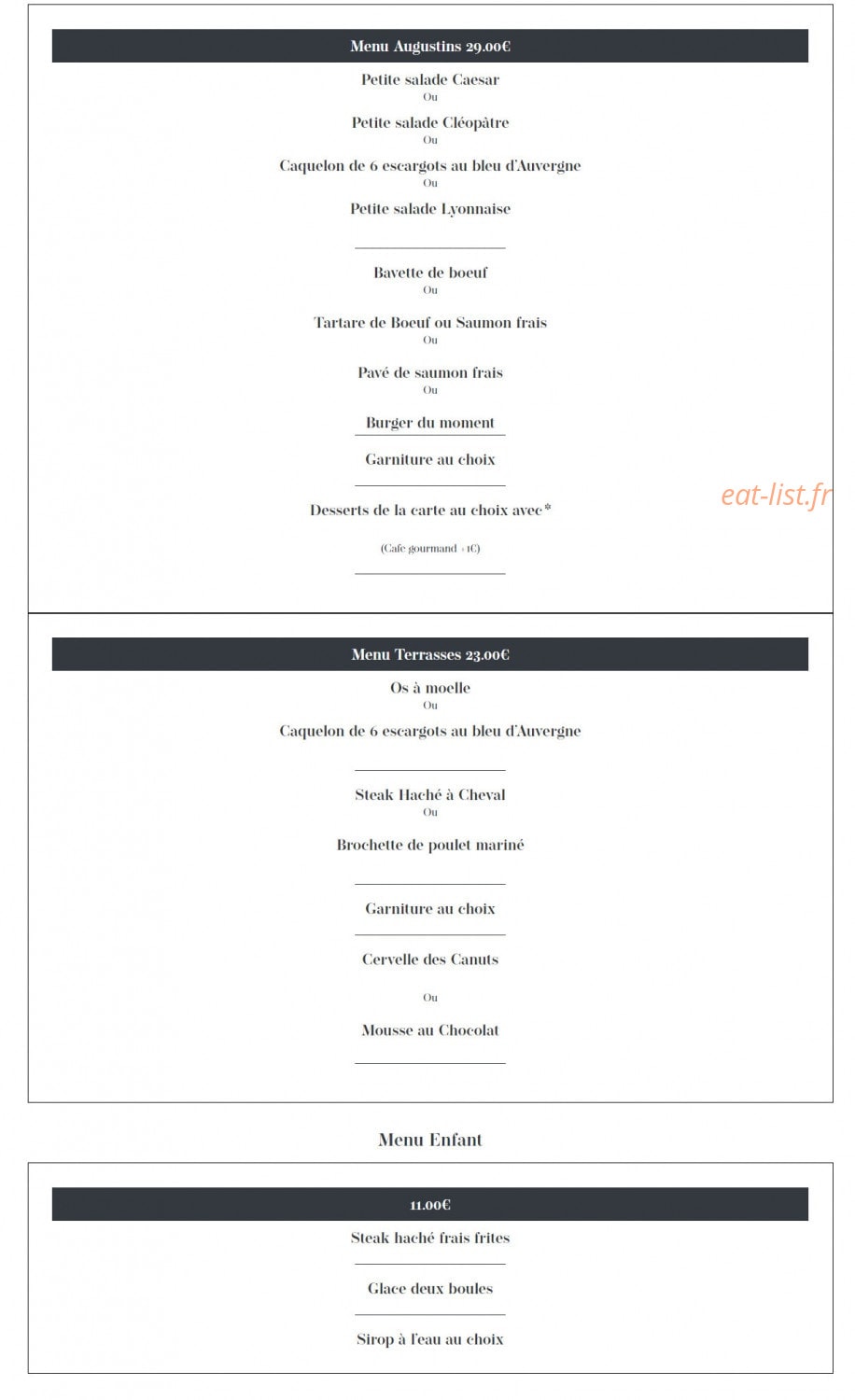 Les Terrasses des Augustins — carte page 2