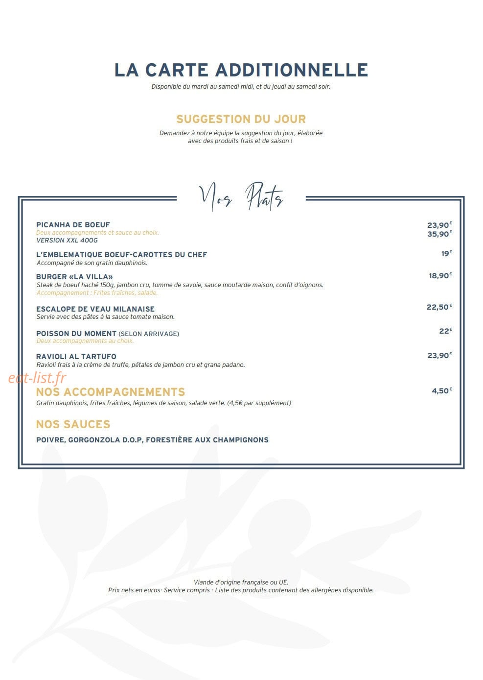 La Villa — carte page 5