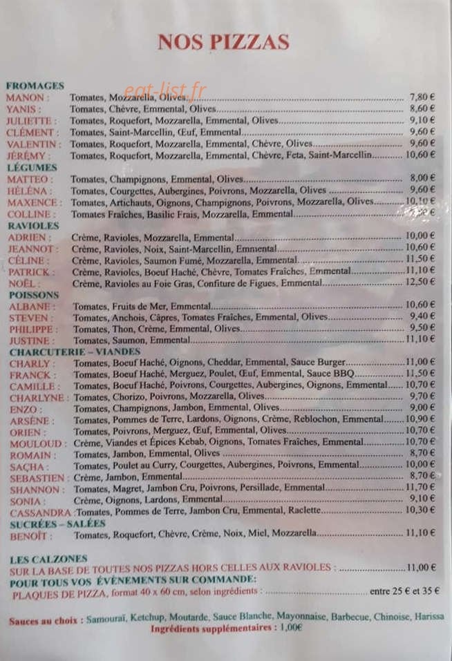 Art et pizza — carte page 1