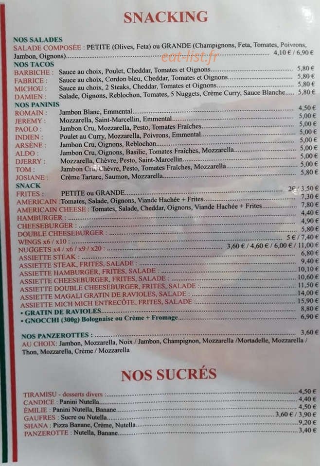 Art et pizza — carte page 2