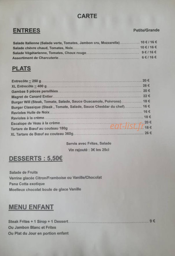 Chez Fabienne — carte page 1