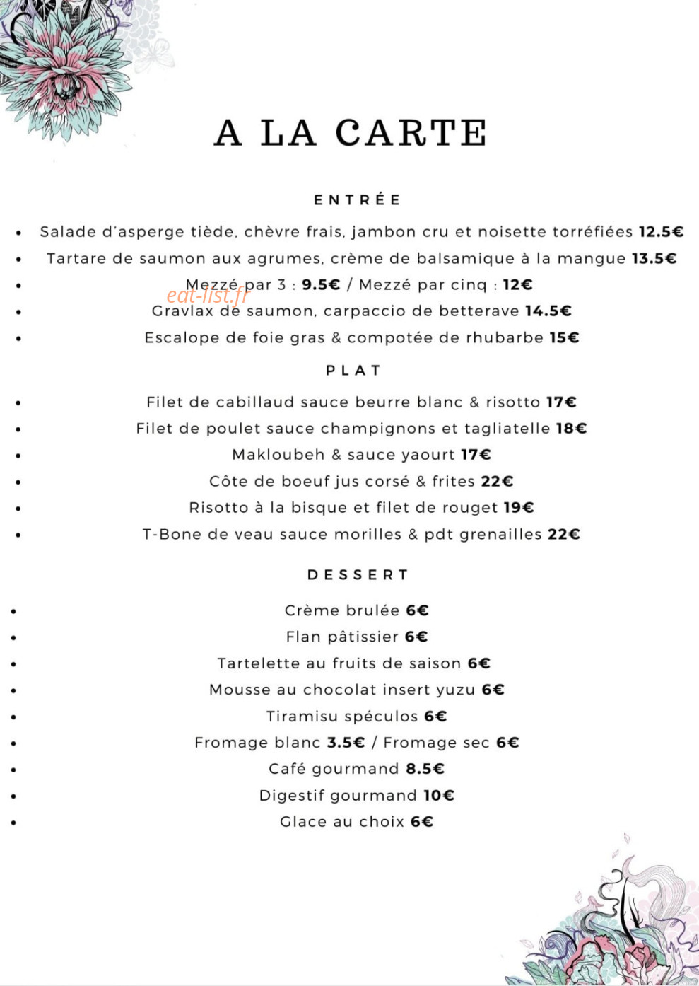 Auberge du Pas-Sage — carte page 1