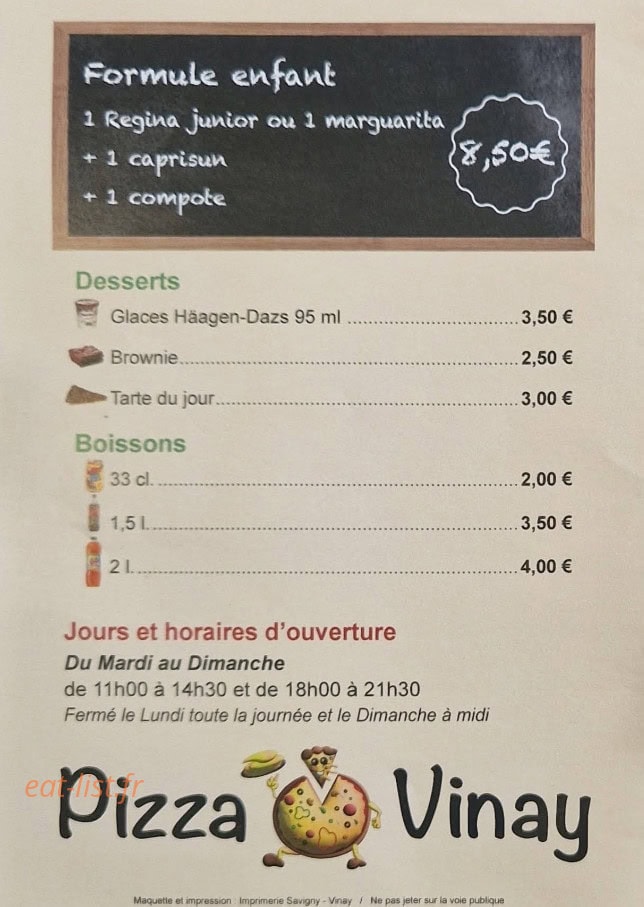 Pizza Vinay — carte page 4