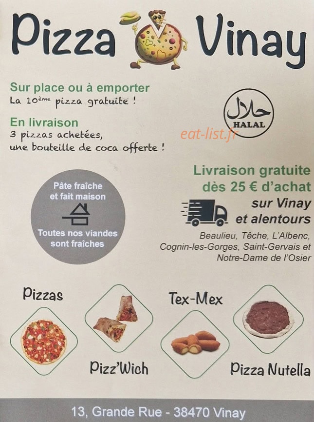 Pizza Vinay — carte page 1