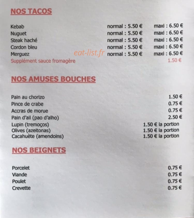 Sandwicherie De La Gare — carte page 3