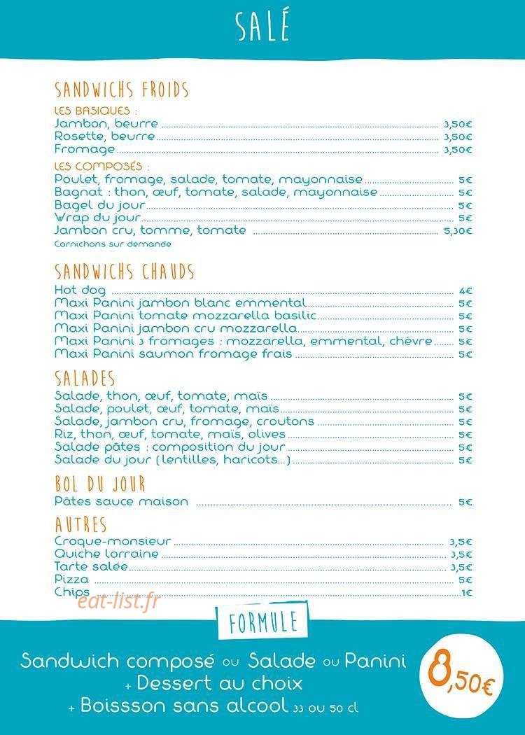 Carte et menu de Sucré ou Salé à Le Pont de Beauvoisin — Salé et formule