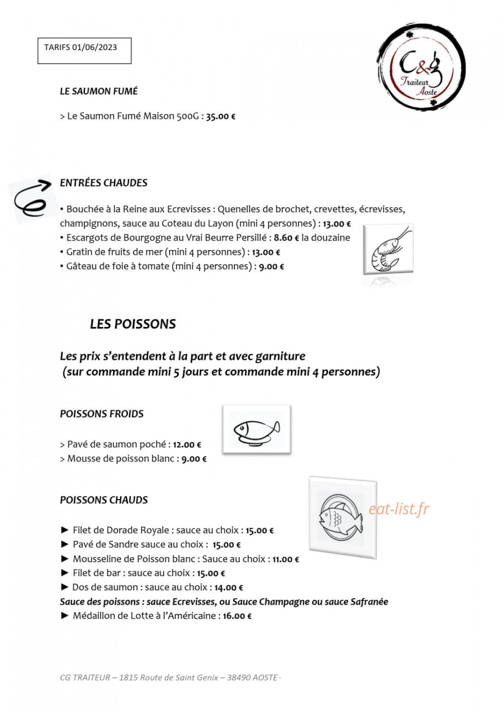 C & G traiteur — carte page 2