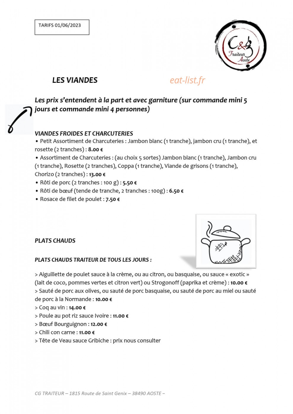 C & G traiteur — carte page 3