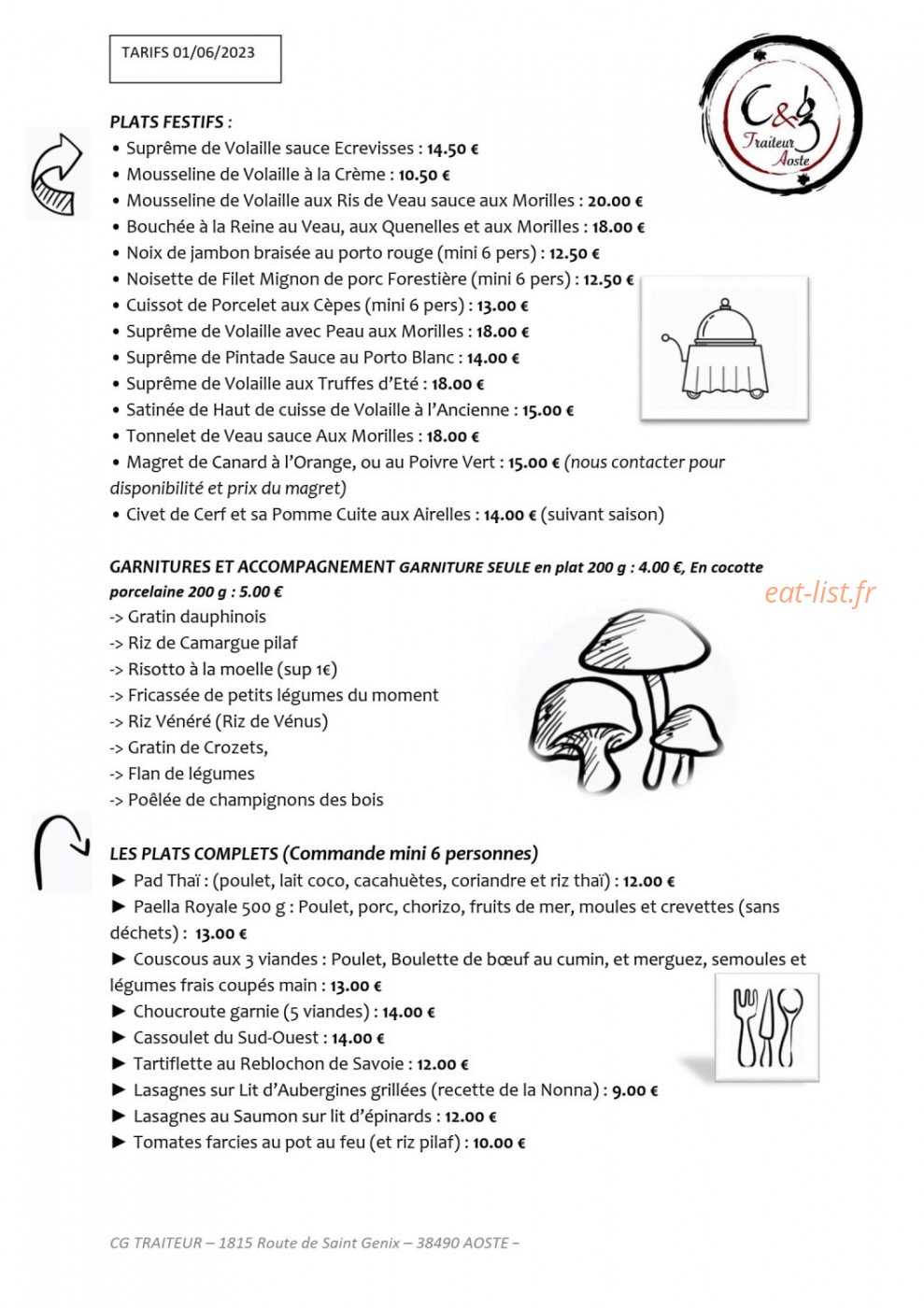 C & G traiteur — carte page 4