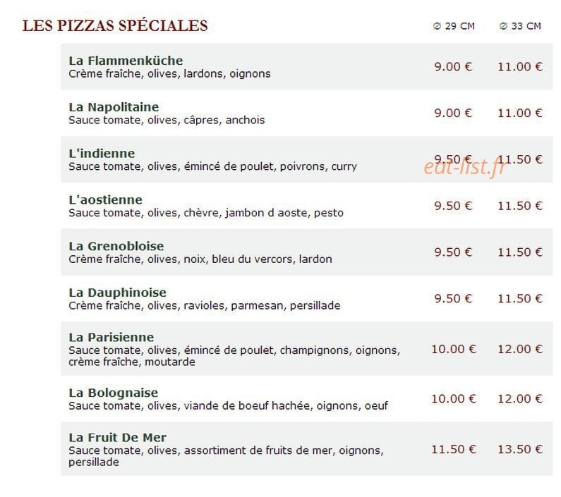 Le Kiosque à Pizzas — carte page 2
