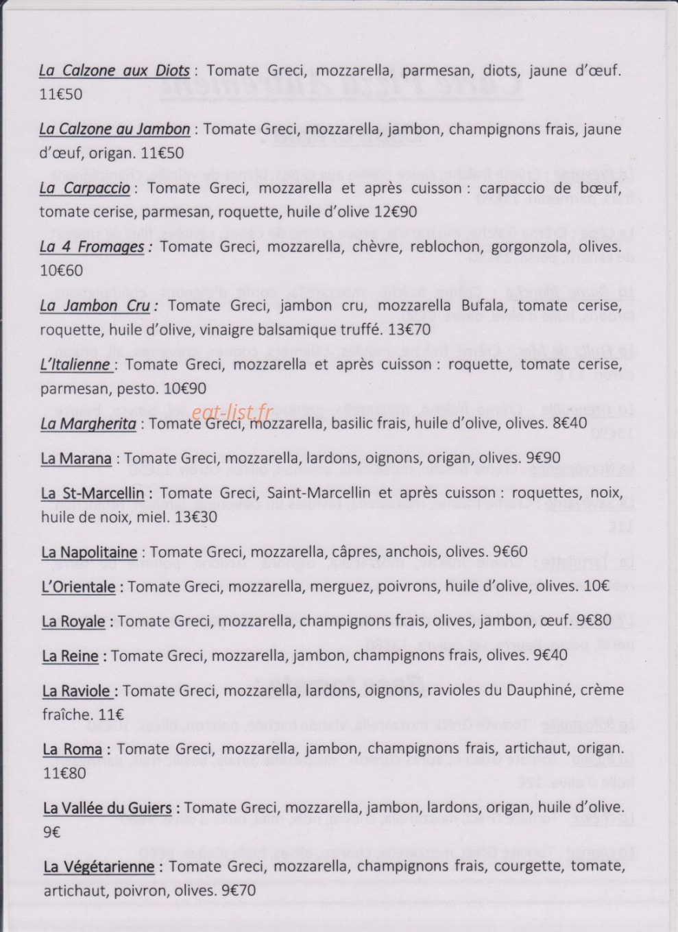 Pizza Autrement — carte page 2
