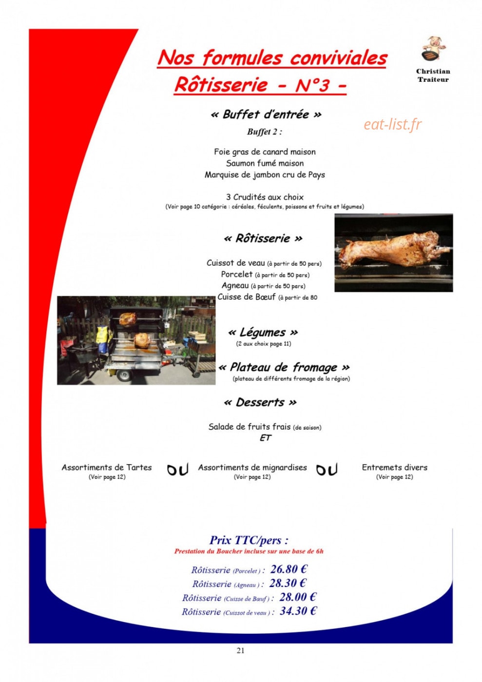 Christian Traiteur — carte page 7