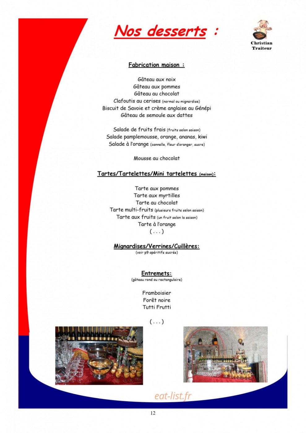 Christian Traiteur — carte page 10
