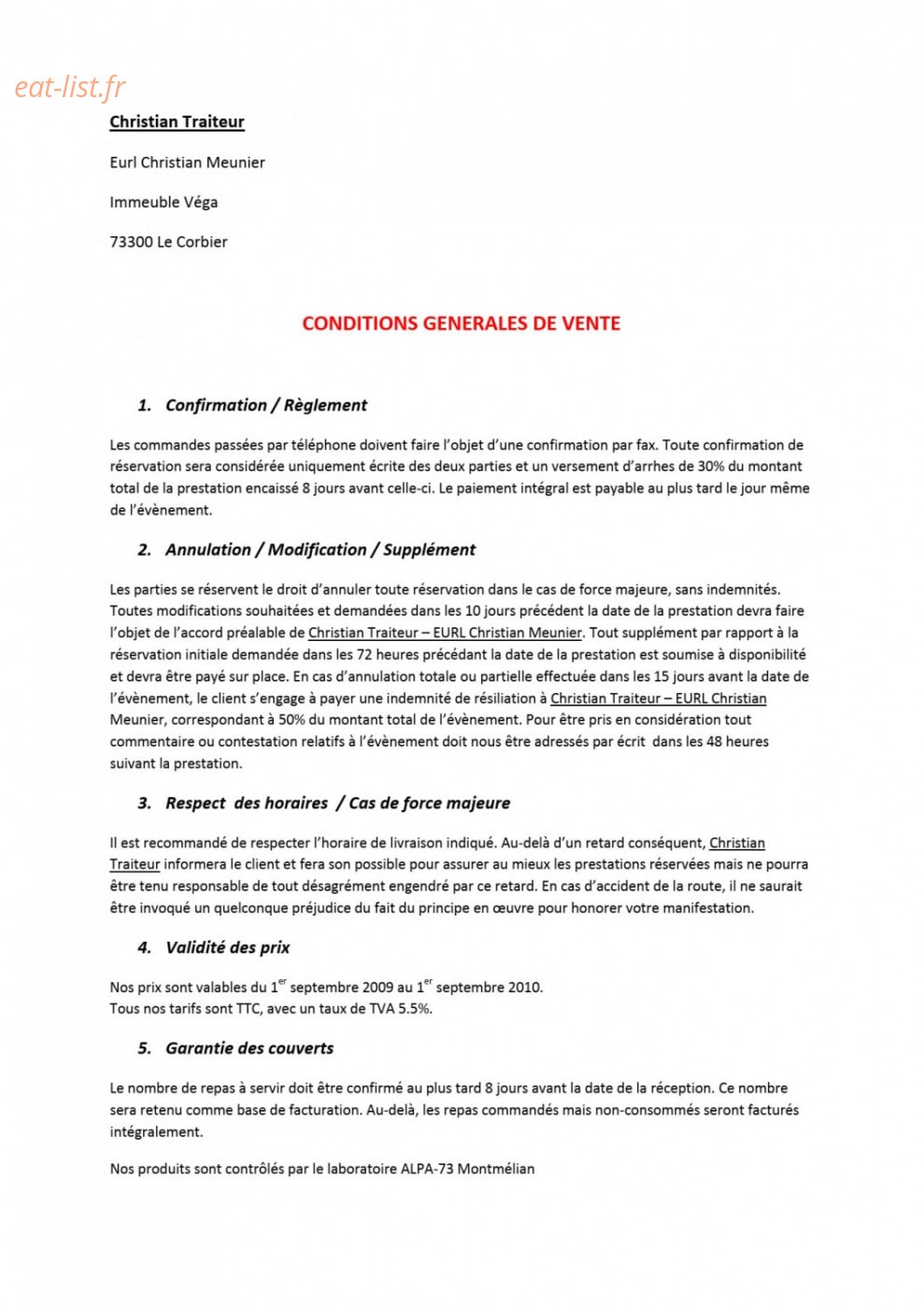 Christian Traiteur — carte page 11