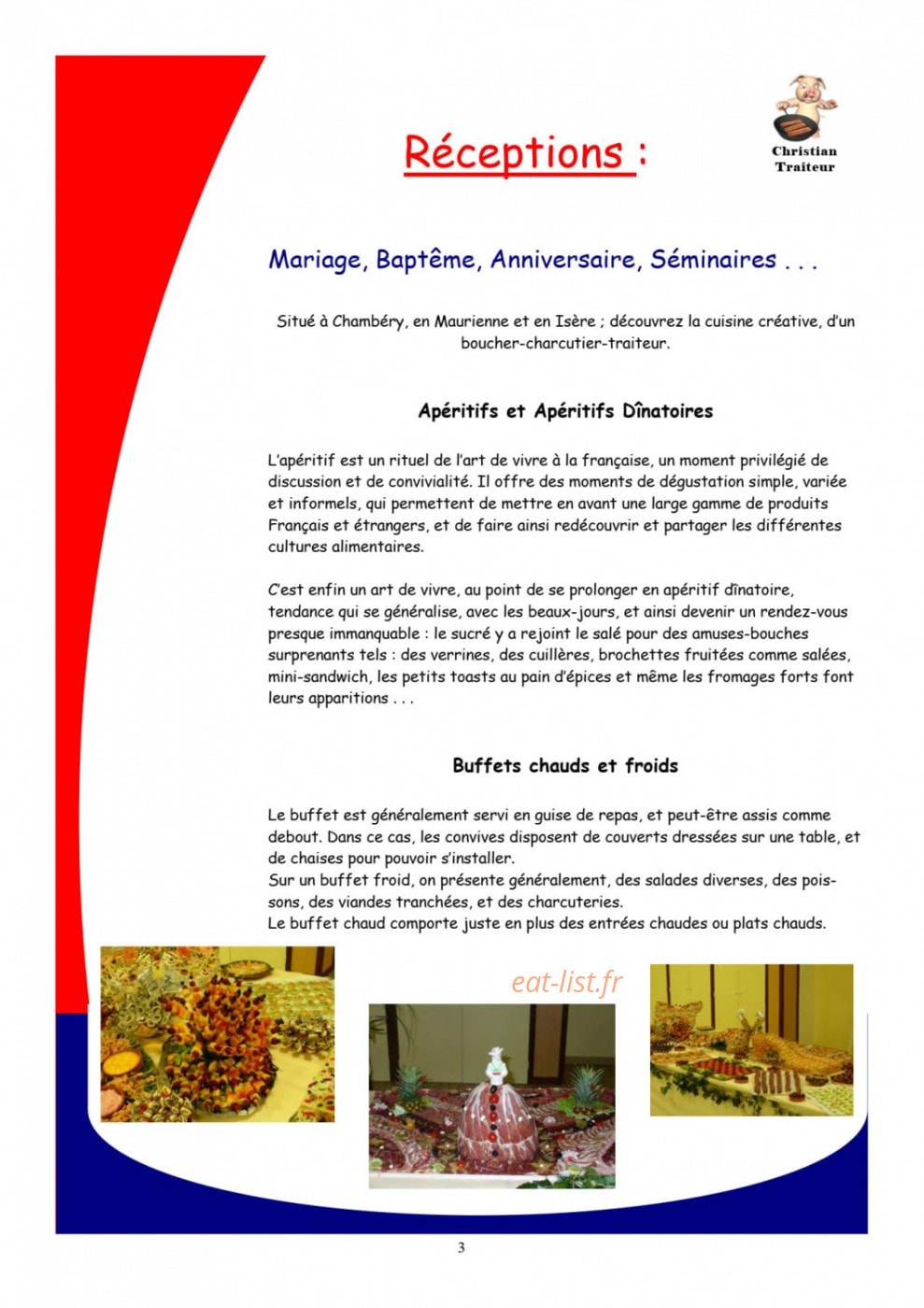 Christian Traiteur — carte page 3